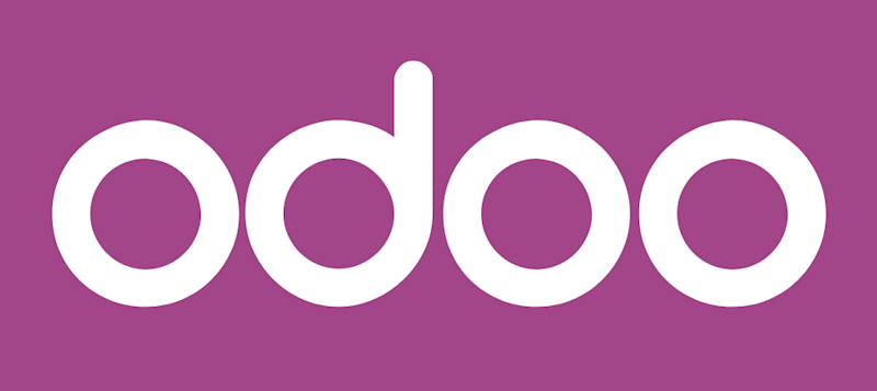 Odoo ecris en blanc sur fond prune