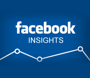 Facebook and insights written in white on a blue background with a curve underneath
