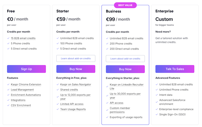 Kaspr Pricing