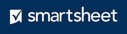 Smartsheet written in white on a navy blue background
