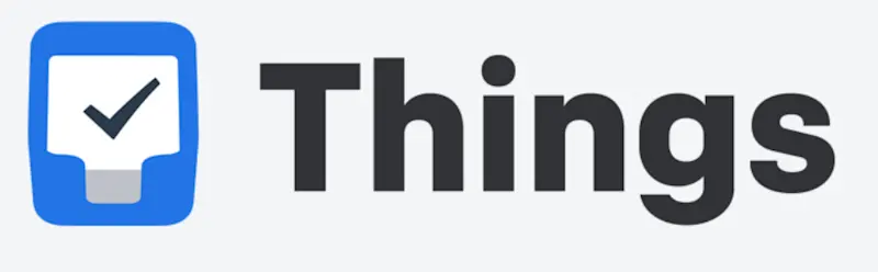Things written in black on a white background with a white and blue watch on the left side.