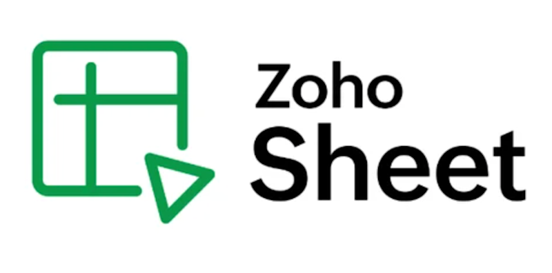 Zoho sheet written in black on a white background with a green logo on the left side