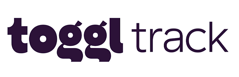 Toggl track ecris en noir sur fond blanc