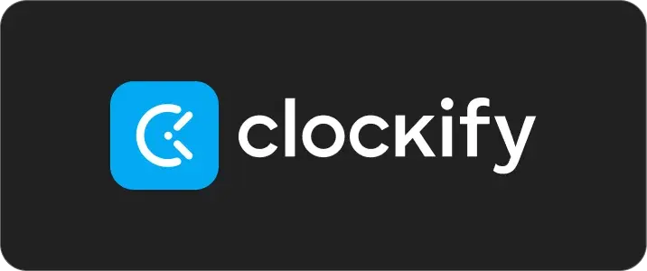 Clockify ecris en blanc sur fond noir dans un rectangle