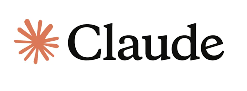 Claude writes in black on a beige background with an orange star next to it.