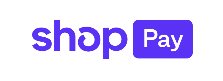 Shop Pay written in purple on a white background