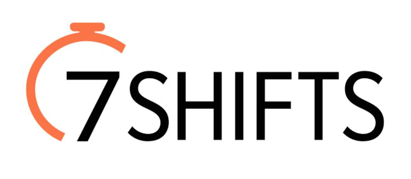 7Shift written in black on a white background with an orange logo on the left side