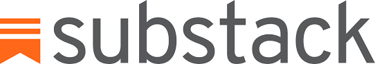 Substack ecris en gris foncé sur fond blanc et a cote logo oarange