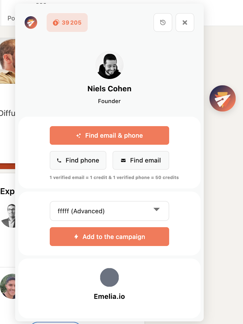 Capture d'ecran annoncant l'extension chrome d'Emelia