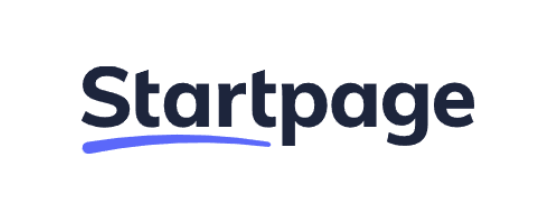 Startpage written in black on a white background with a purple line underneath