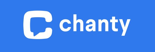 Chanty ecris en blanc sur fond bleu