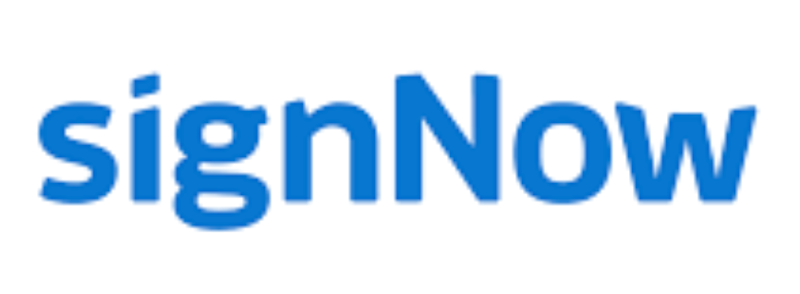 Sign Now written in light blue on a white background