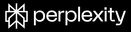 Perplexity written in white on a black background