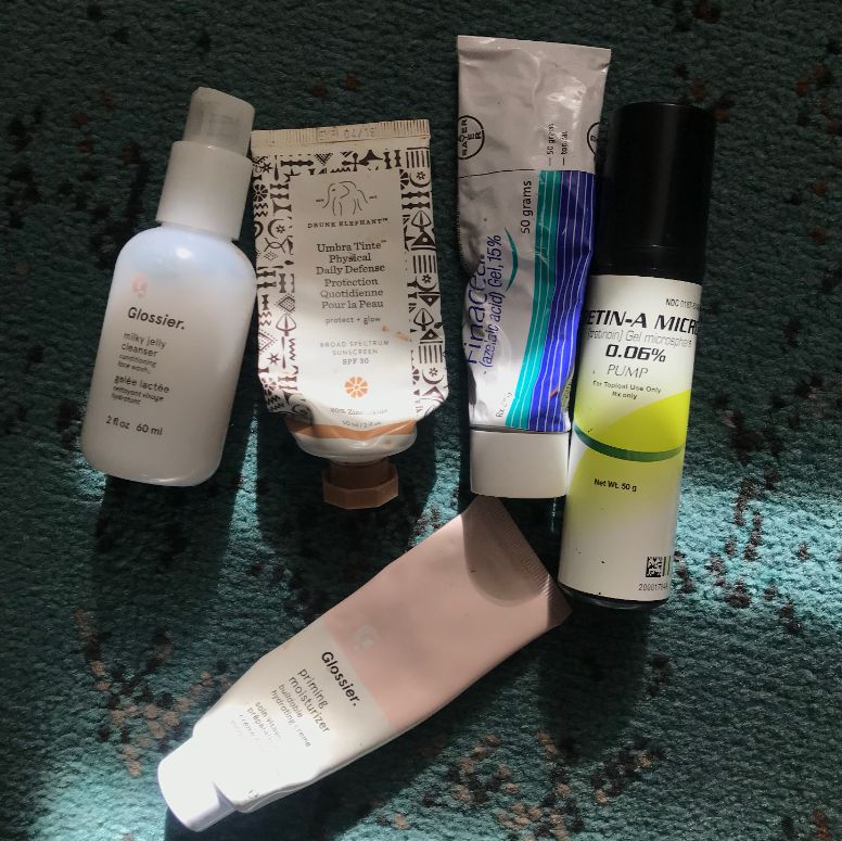 Milky Jelly Cleanser and Priming Moisturizer with other skin care products.