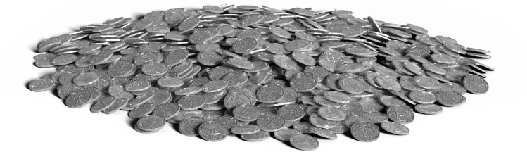 Large pile of quarters.
