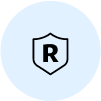 icon for R in shield on blue dot