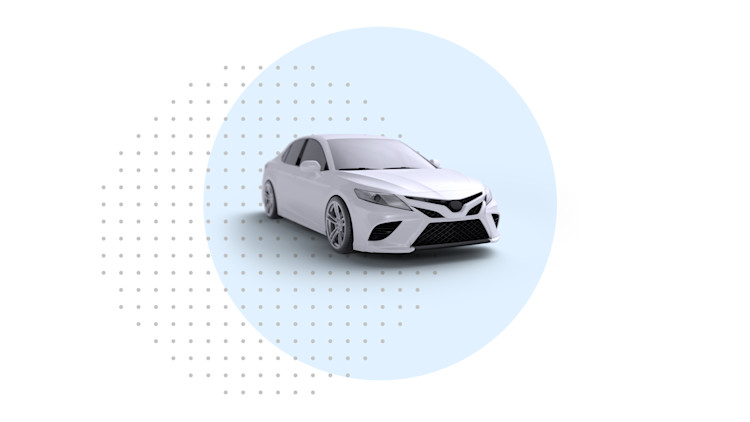 White car on blue circle
