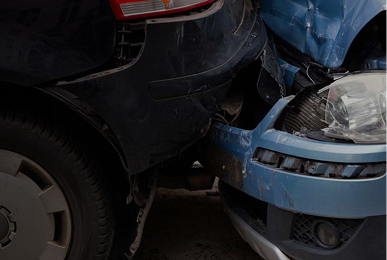 Two cars damaged after a collision