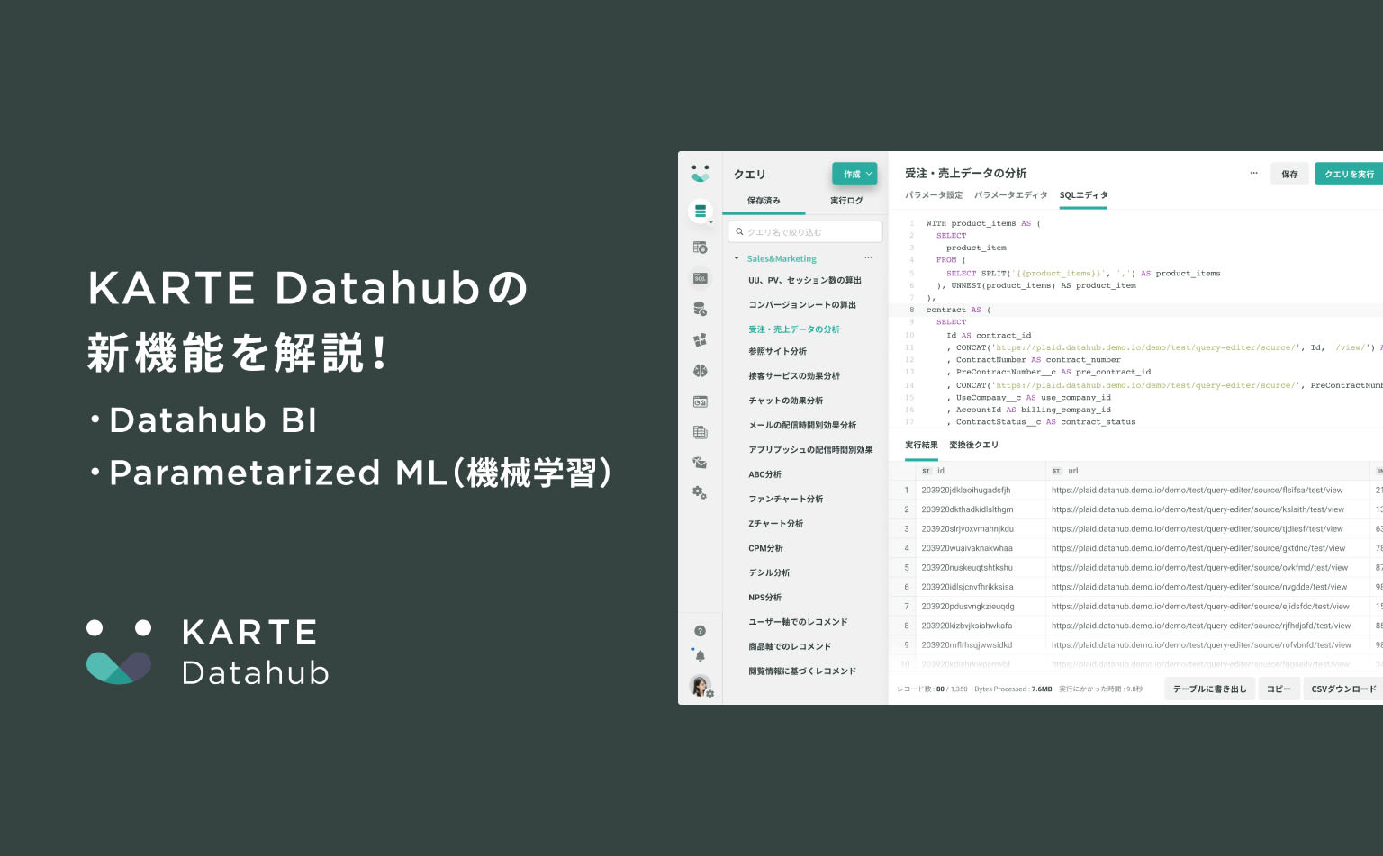 KARTE DatahubにBIと機械学習の新機能を追加。ビッグデータの分析から可視化、活用までがさらに高速に