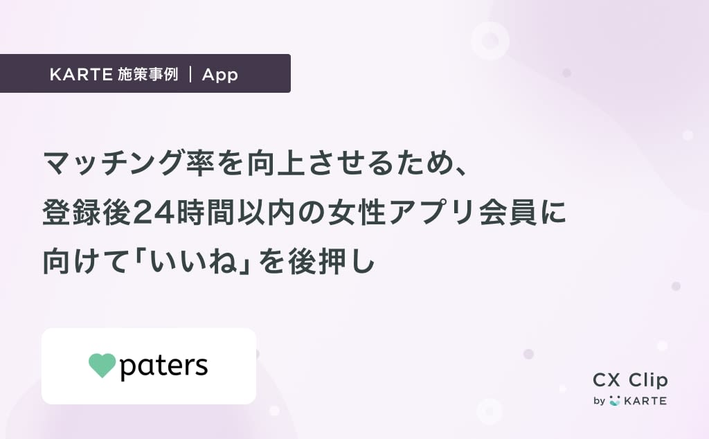 登録後24時間以内の女性アプリ会員に、ポップアップで自分からの「いいね」を訴求(paters)|App
