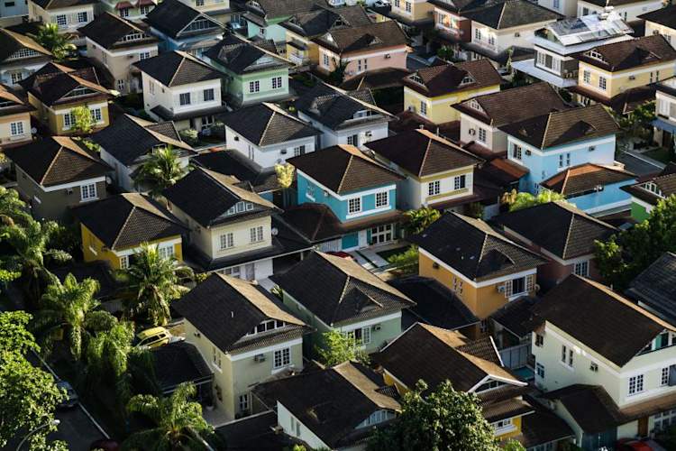 aerial view of suburban neighborhood