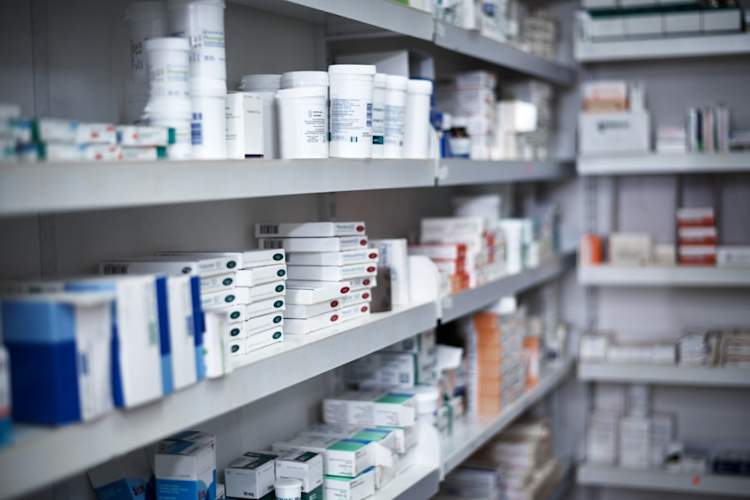 Pharmacy shelves