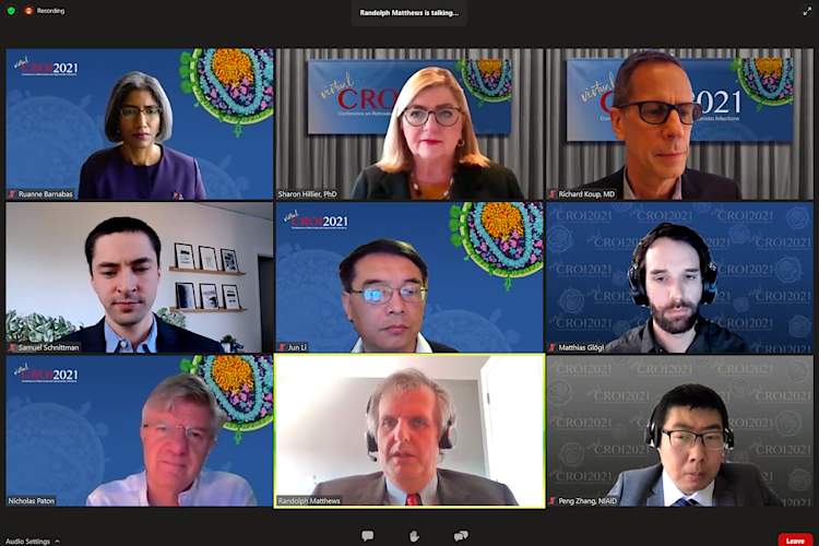 Researchers on a Zoom meeting during a CROI 2021 press conference