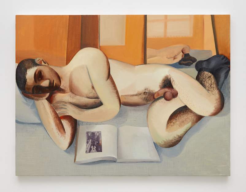 "Man, Book, Mirror" by Louis Fratino