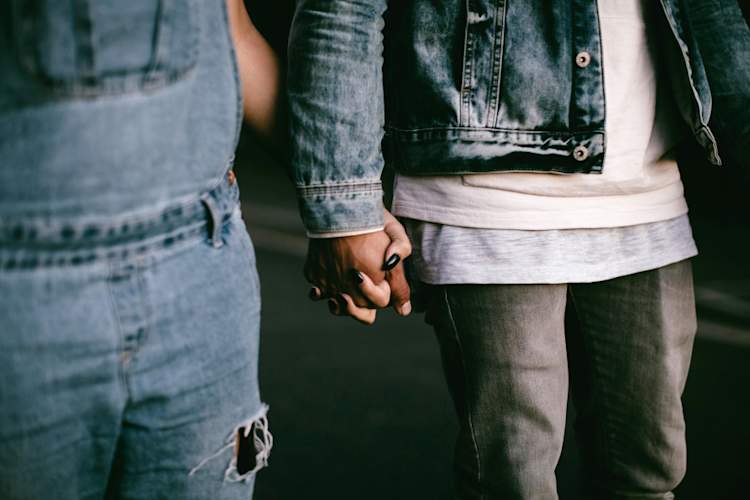 couple holding hands