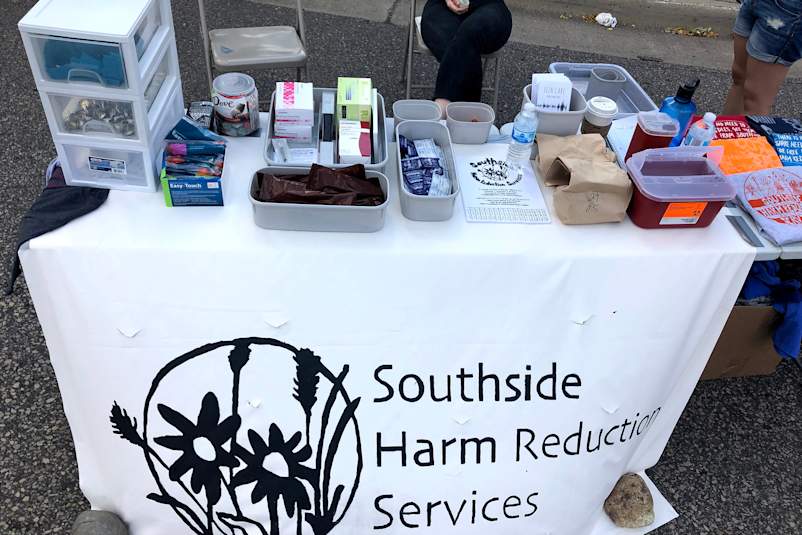 An array of harm reduction supplies provided by Southside Harm Reduction Services.