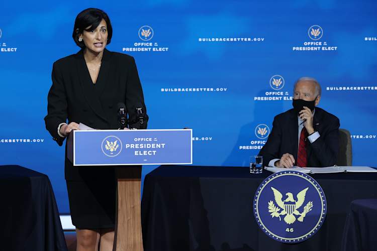 Rochelle Walensky, M.D., M.P.H., speaks during a news conference at the Queen Theater in Wilmington, Delaware, on Dec. 8, 2020