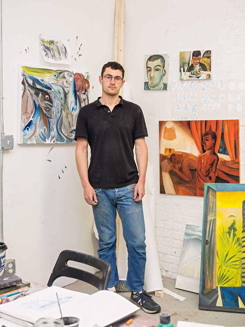 Louis Fratino in his studio.