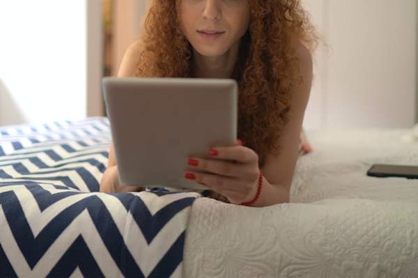 woman on tablet