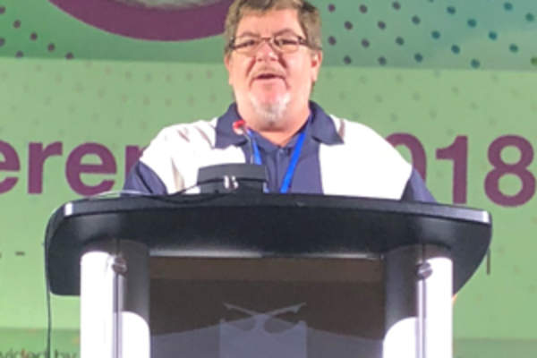 Jeff Vollman, M.P.A., at Adherence 2018, Miami, Fla. (Credit: Kenyon Farrow)