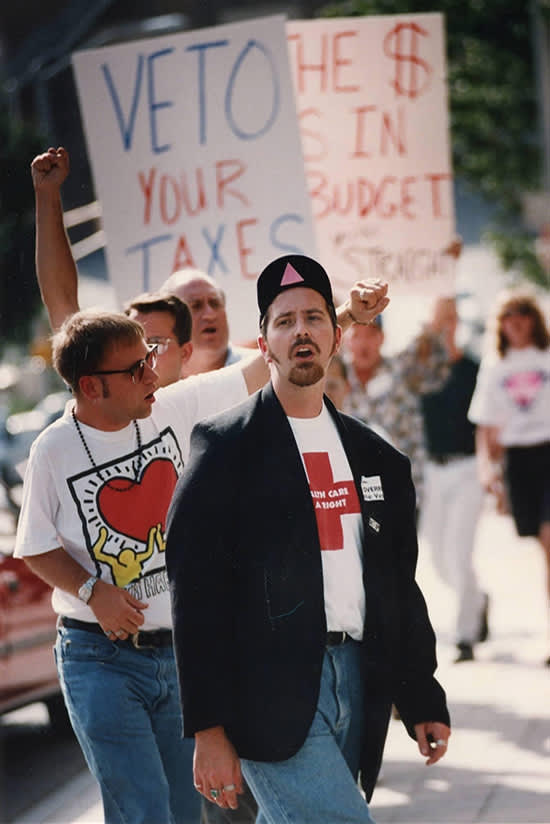 Peter Stinner and Jeff Graham at a protest