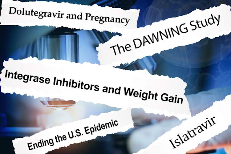strips of paper with headlines over microscope science background