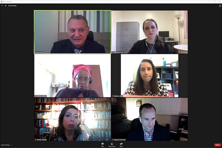 Ricardo Diaz, M.D. (top left) shares findings regarding a potential new HIV remission case in a virtual press conference during the 23rd International AIDS Conference on July 7, 2020.