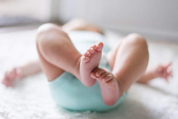 Baby feet, selective focus