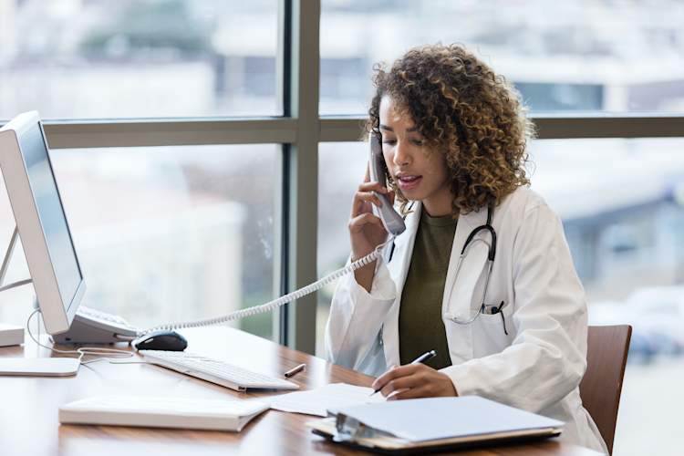 doctor on telephone