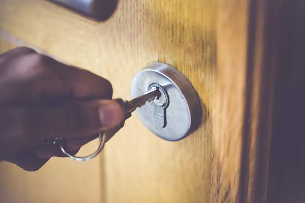house keys in door