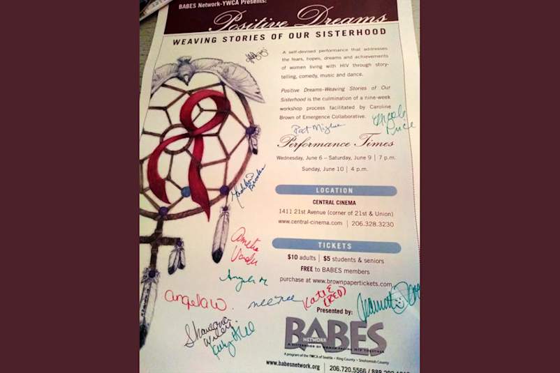 A signed poster from a 'Positive Dreams' performance.