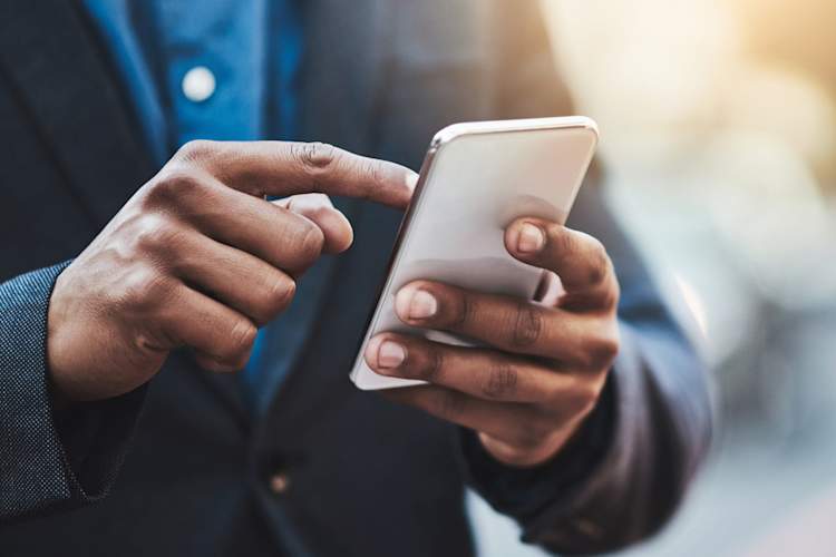 man texting