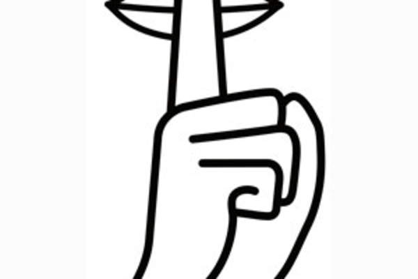 Finger over mouth indicating shh