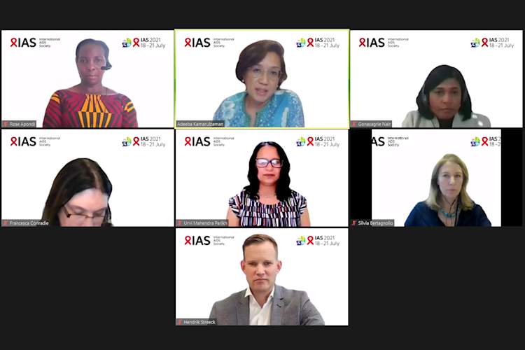 Researchers on a Zoom call during an IAS 2021 press conference