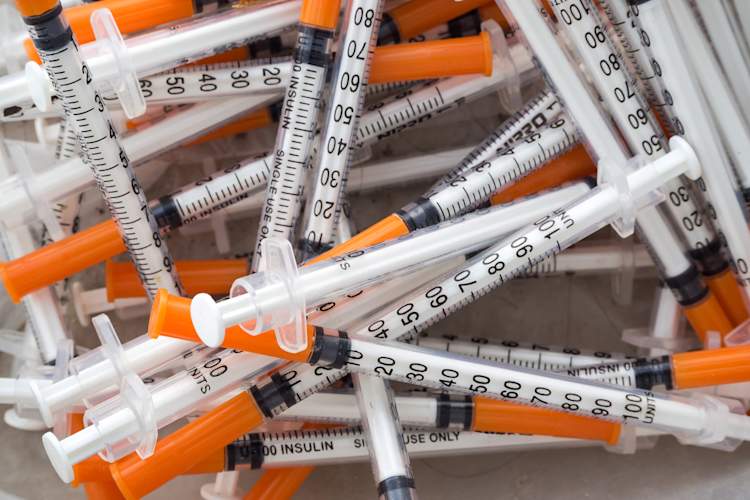 discarded syringes