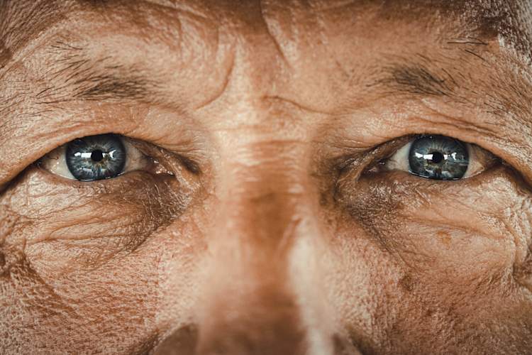 Close-up of a blue-eyed senior man