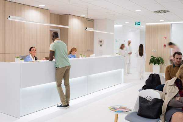 front desk at walk-in clinic