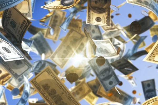 money falling
