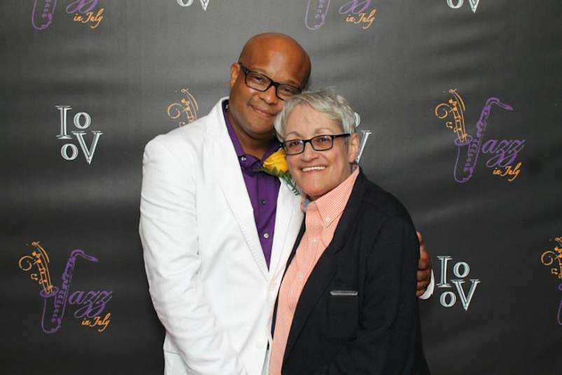 carmen and kraig pannell from a july 2015 In Our Own Voices Event, Jazz in July, where kraig was honored with an award