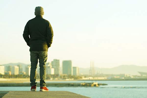 middle aged man looking out